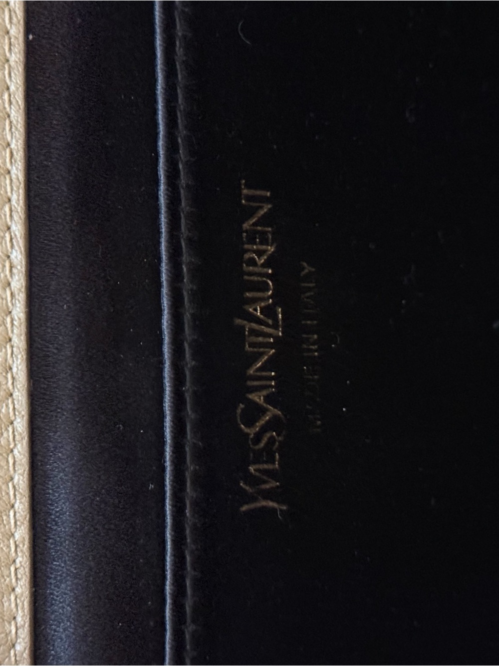 Saint Laurent Camel Leather Envelope Clutch with Embossed YSL - Picture 10 of 12